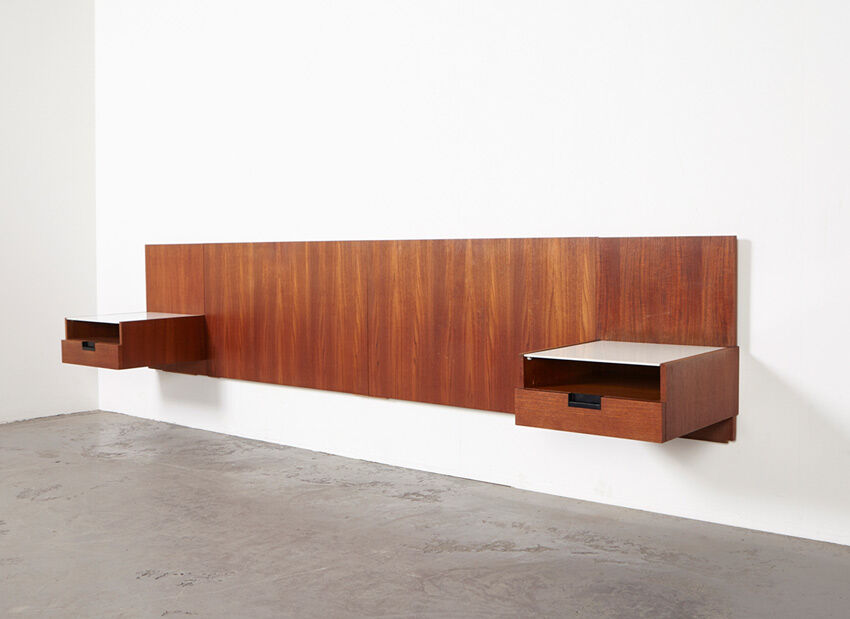 Pair of bed cabinets and headboard Japanese Series by Cees Braakman for Pastoe 1958