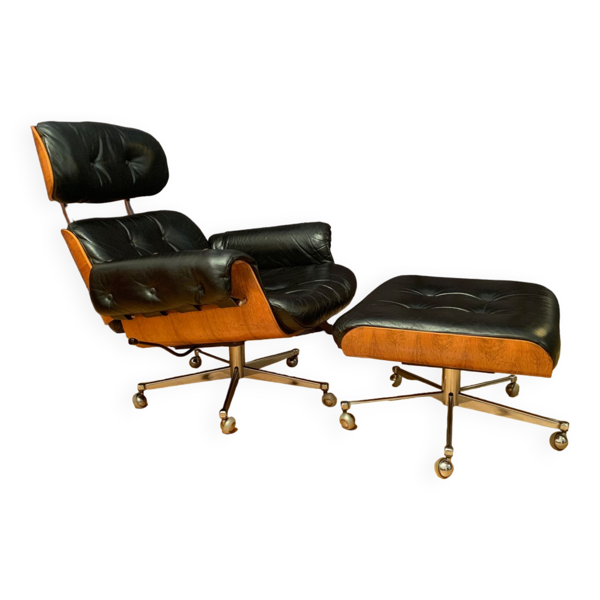 Armchair with footstool by Martin Stoll, Stoll Giroflex, Switzerland, 1960s.