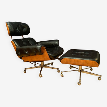 Fauteuil avec repose-pieds de Martin Stoll, Stoll Giroflex, Suisse, années 1960.