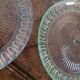 6 molded glass plates – 5 bluish, 1 aqua green