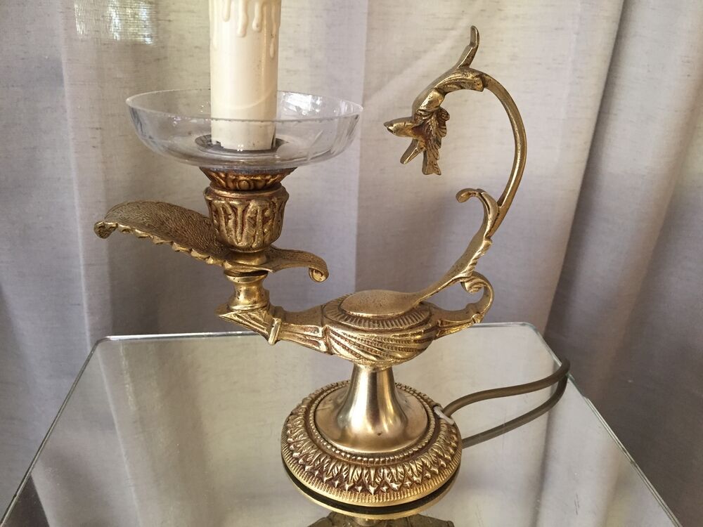 Bronze table lamp shape dragon head oil lamp