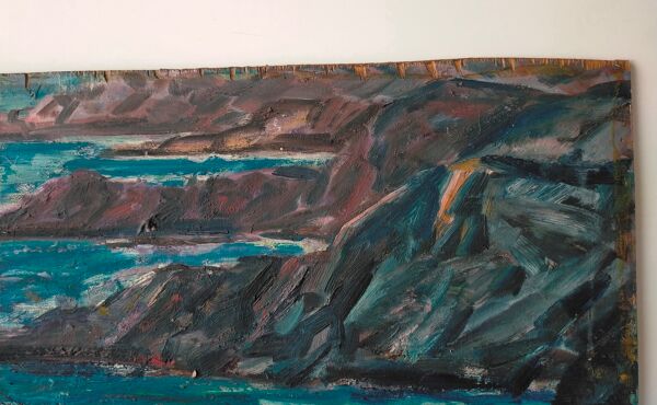 Huile sur panneau signée tourtet paysage côtier bateau voilier
