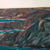 Oil on panel signed tourtet coastal landscape sailboat