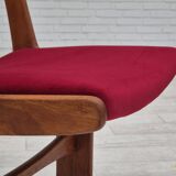 1970s, set of 4 reupholstered Danish chairs, Farsø Møbelfabrik, teak wood, furniture velour.