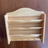 Wooden wall-mounted mail and key holder