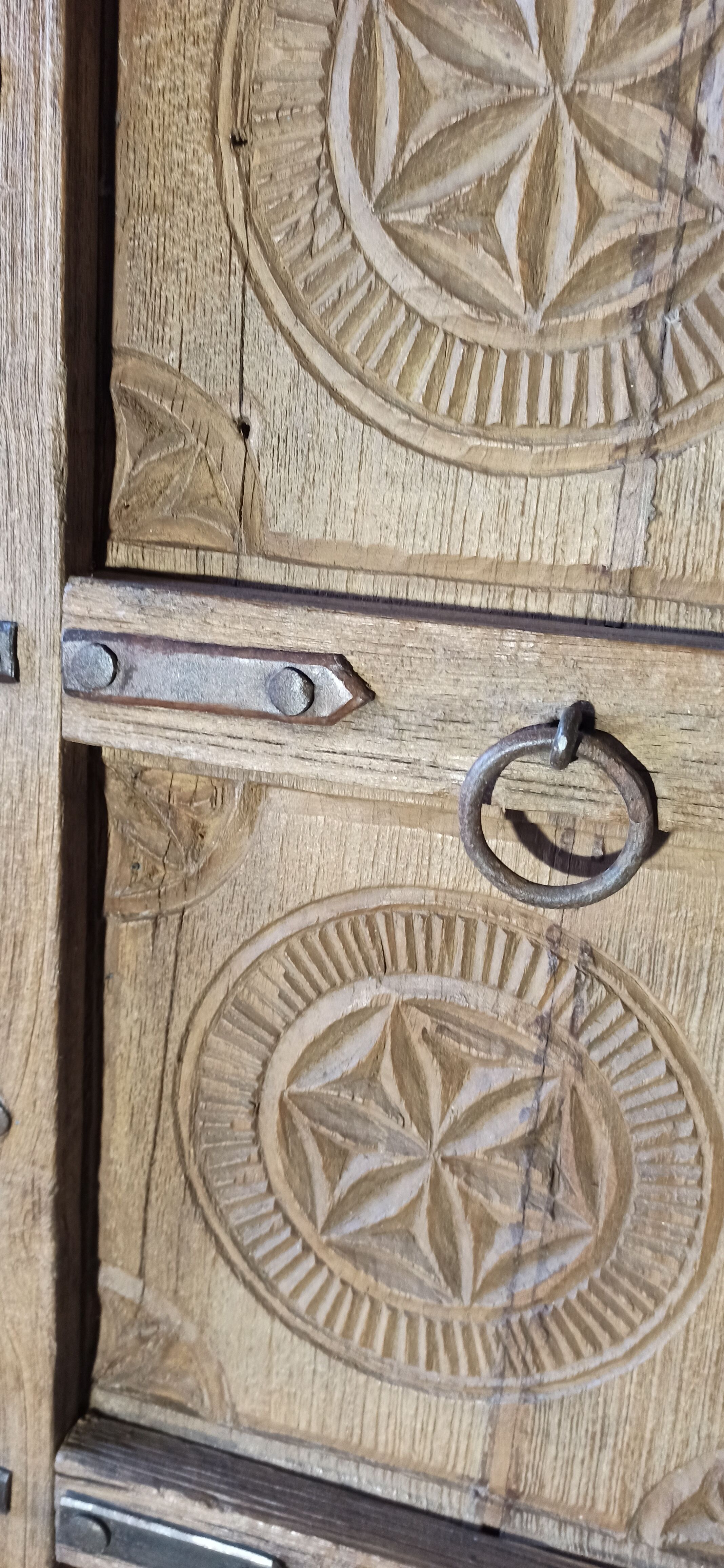 Old brown wooden door