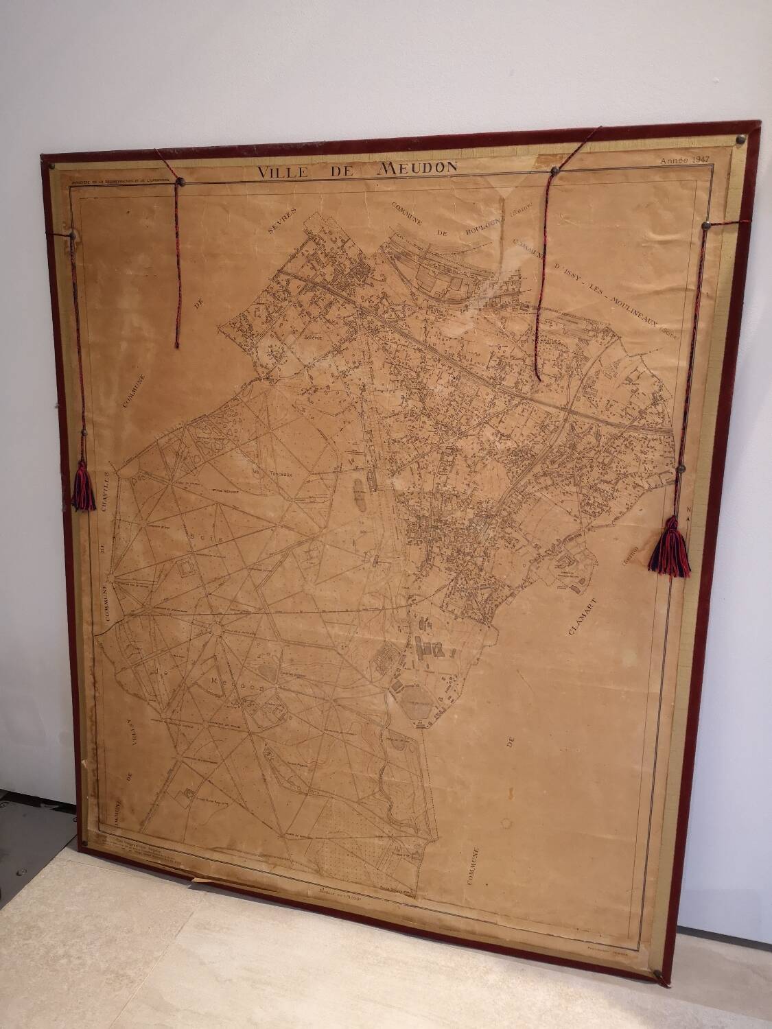 Historical map of the town of Meudon 1947 Ministry of Reconstruction
