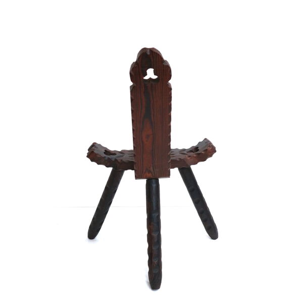 Tabouret en bois brutalistes espagnols des années 1960.
