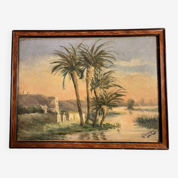Tableau ancien, paysage orientaliste,signé George XX siècle