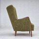 1960s, Danish armchair, original green furniture velour, ash wood