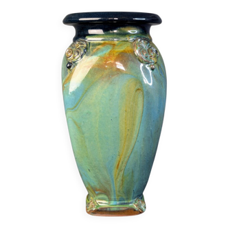 Large Art Nouveau Ceramic Base with Flamed Decor