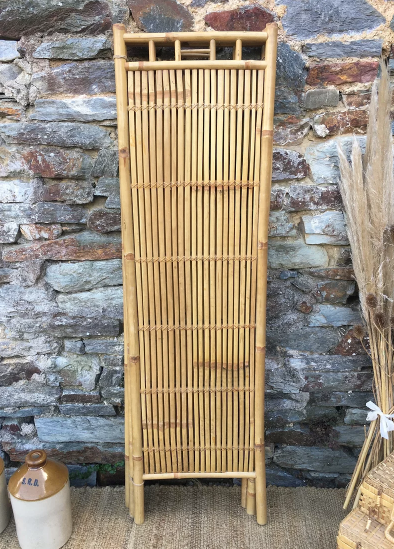 Paravent vintage en rotin et bambou