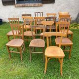 Lot of 16 mismatched bistro chairs