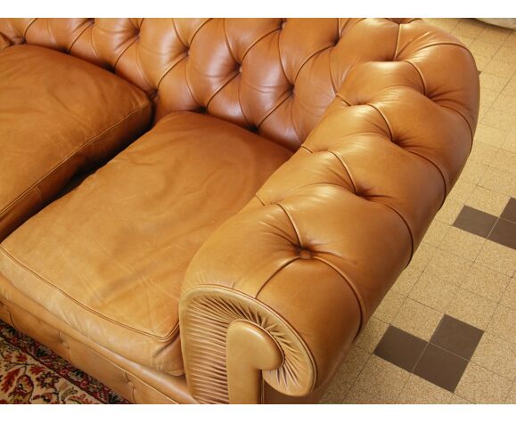 Canapé en cuir de style anglais datant des années 1960 de la marque  Poltrona Frau. | Selency
