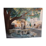Oil on canvas "The fountain of Flassan at the foot of Mont Ventoux"
