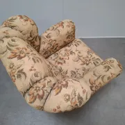 1930s Czech Art Deco Floral Upholstered Wingback Armchair