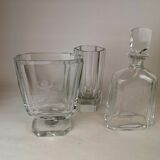 Art Deco three-piece crystal set by Elis Bergh, Kosta, Sweden, 1930s.