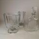 Art Deco three-piece crystal set by Elis Bergh, Kosta, Sweden, 1930s.