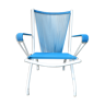 Folding metal armchair and blue scoubidou