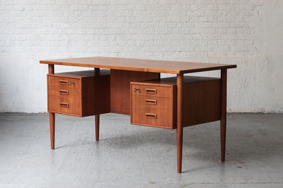 Freestanding writing desk in teak, Danish design, 1950s