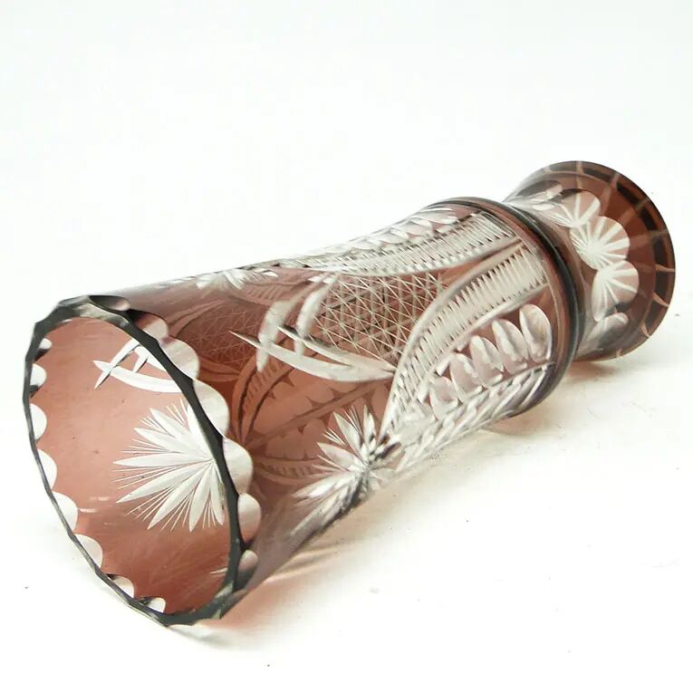 Mid-century modern vase, crystal glass, Poland, 1970s