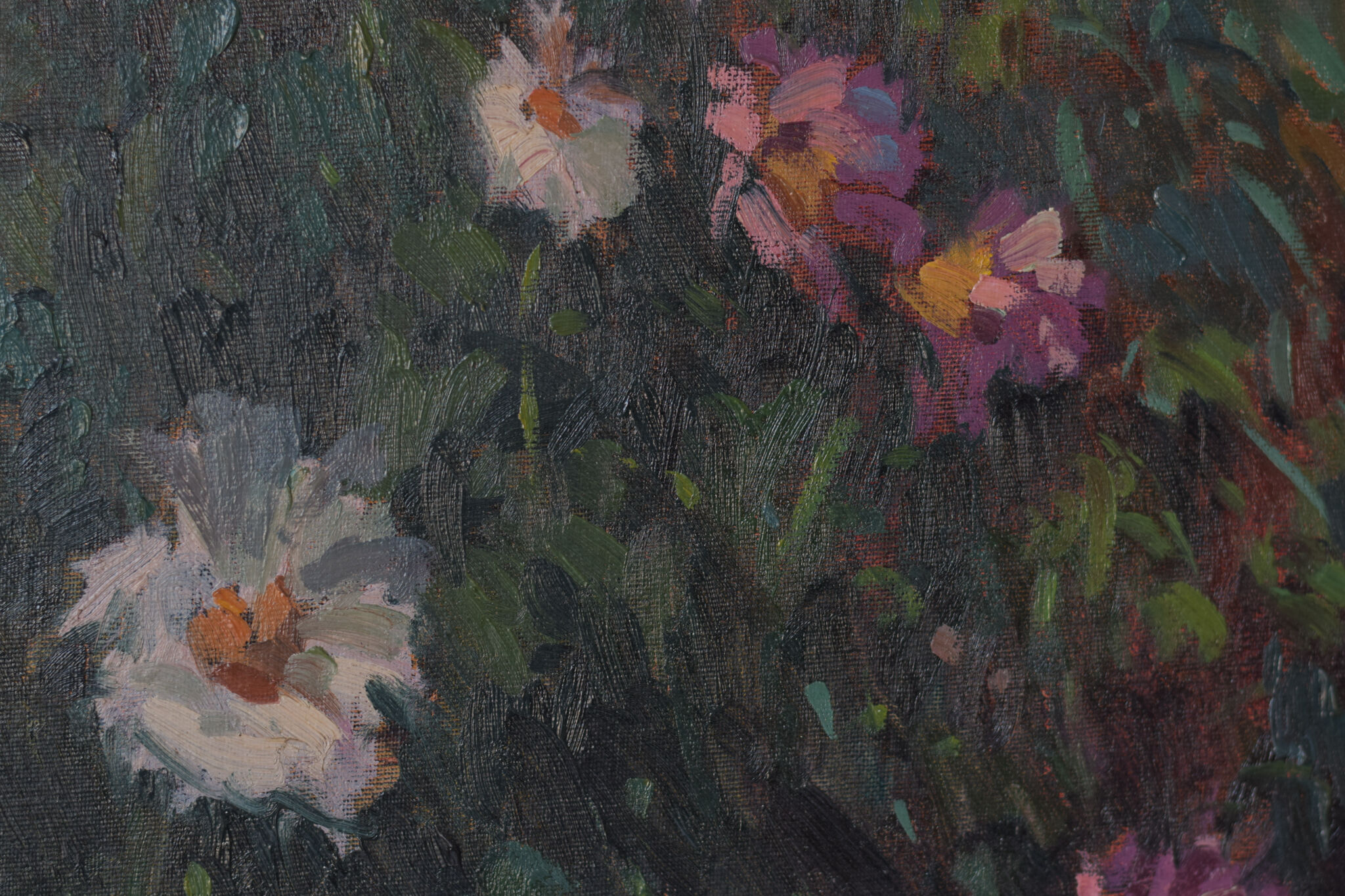 Landscape scene with floral meadow