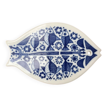 Assiette murale poisson en porcelaine du milieu du siècle de Porsgrund, Norvège, années 1960
