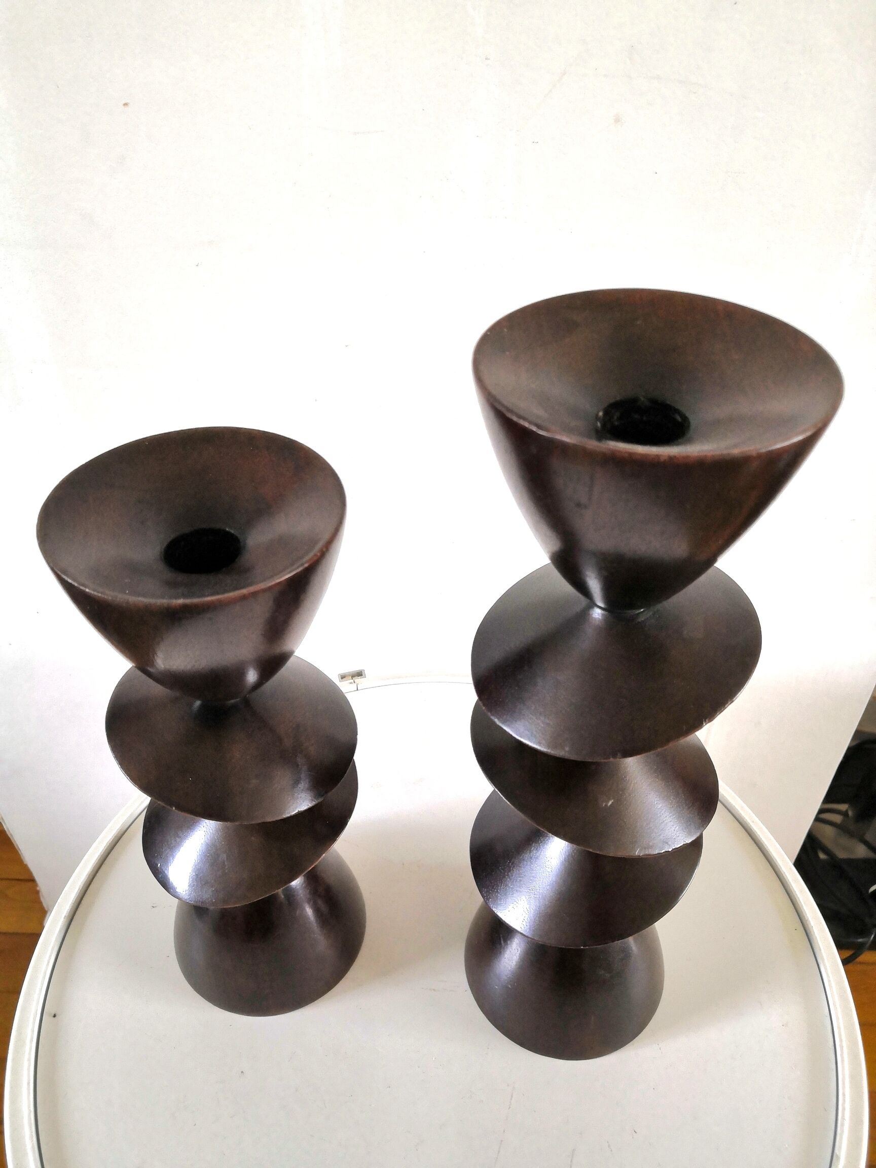 Pair of ebony candle holders design