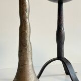 Pair of Brutalist Vintage Steel Candlesticks