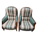 2 Louis XV style Bergère armchairs