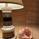 Ceramic lamp, new fabric cable, cotton lampshade.