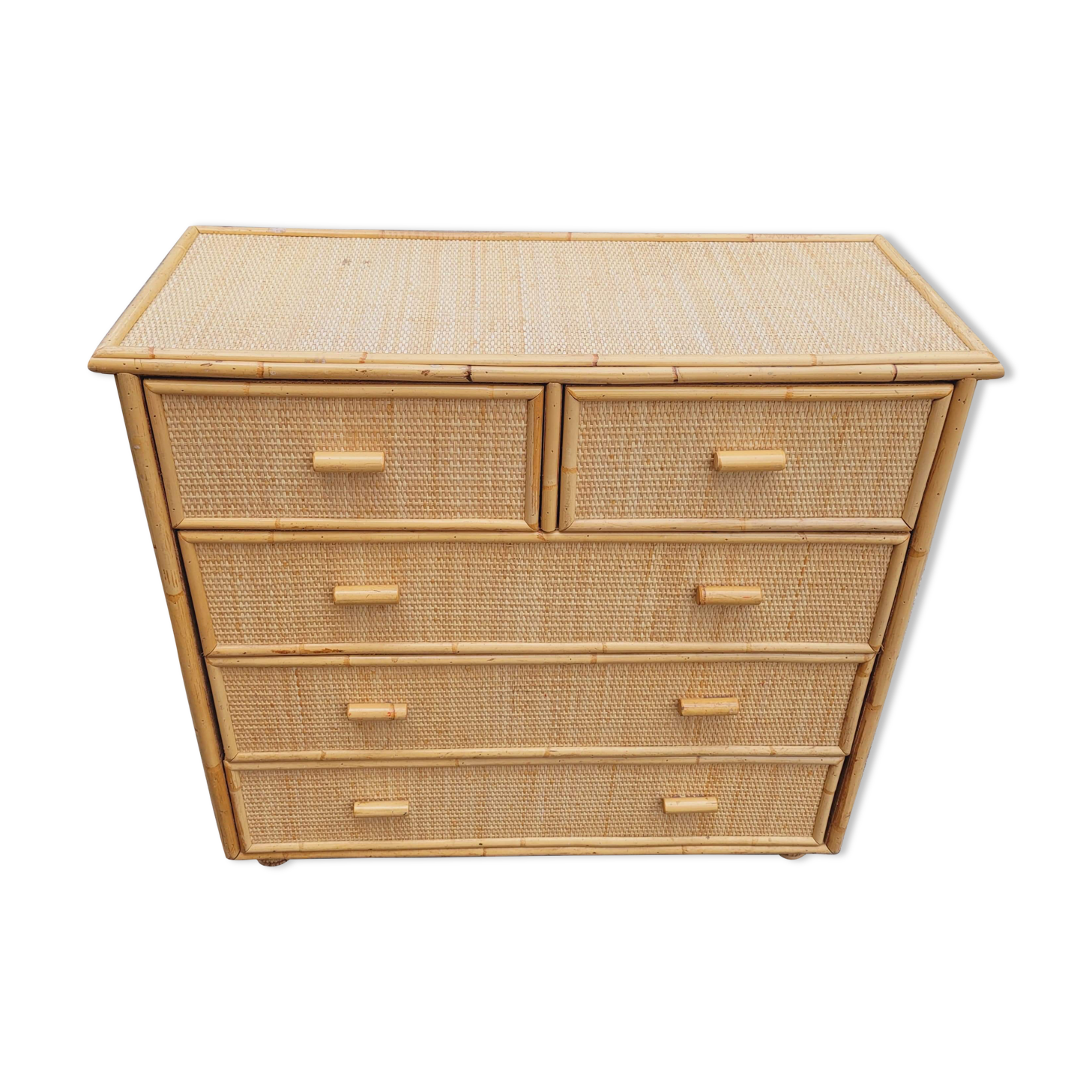 Commode rotin vintage