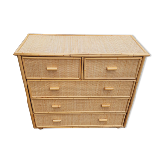 Vintage rattan chest of drawers.
