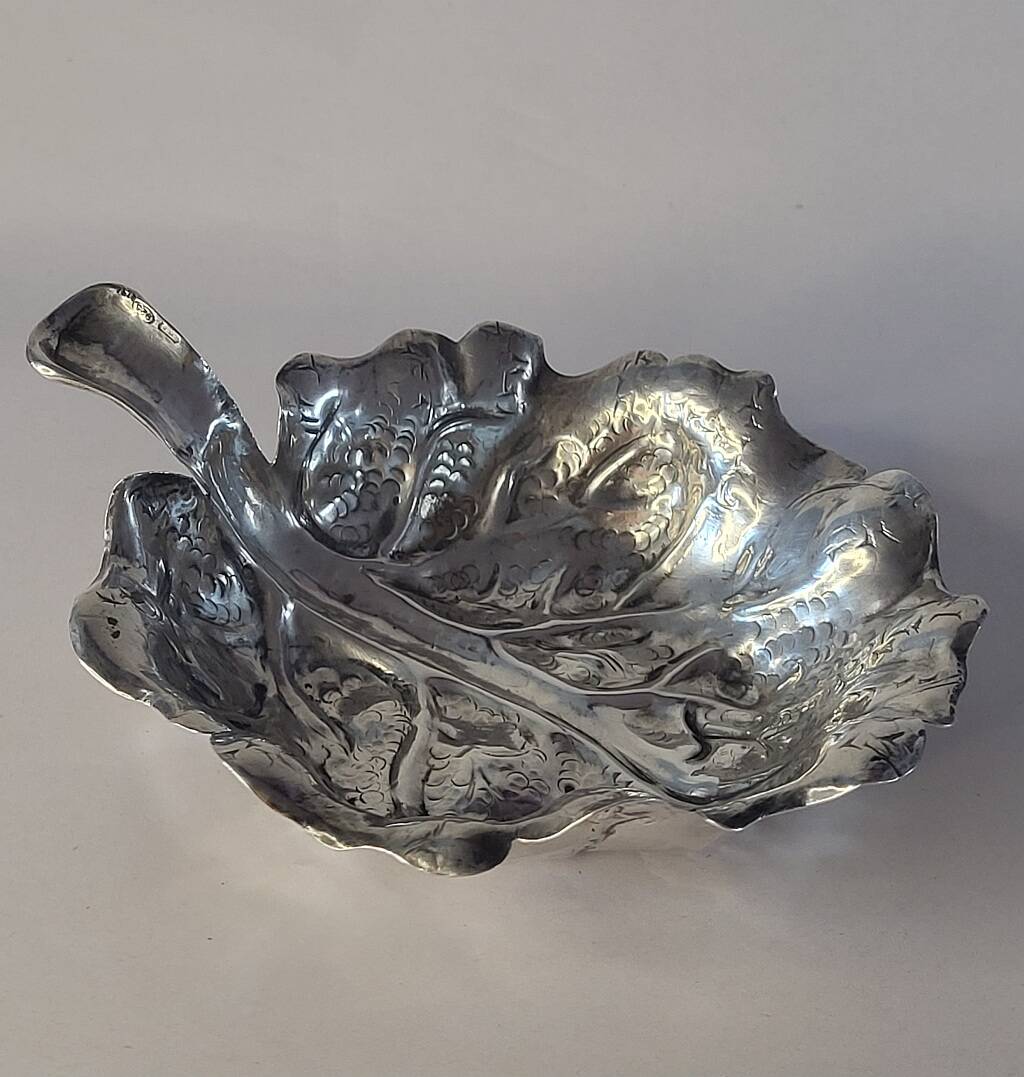 Fratelli Lisi Sterling Silver Leaf Shaped Dish Italian