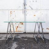 Tavolino vintage in acciaio cromato, anni '70