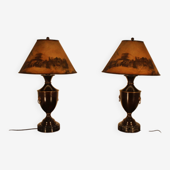 Pair of brass / sheet metal lamps
