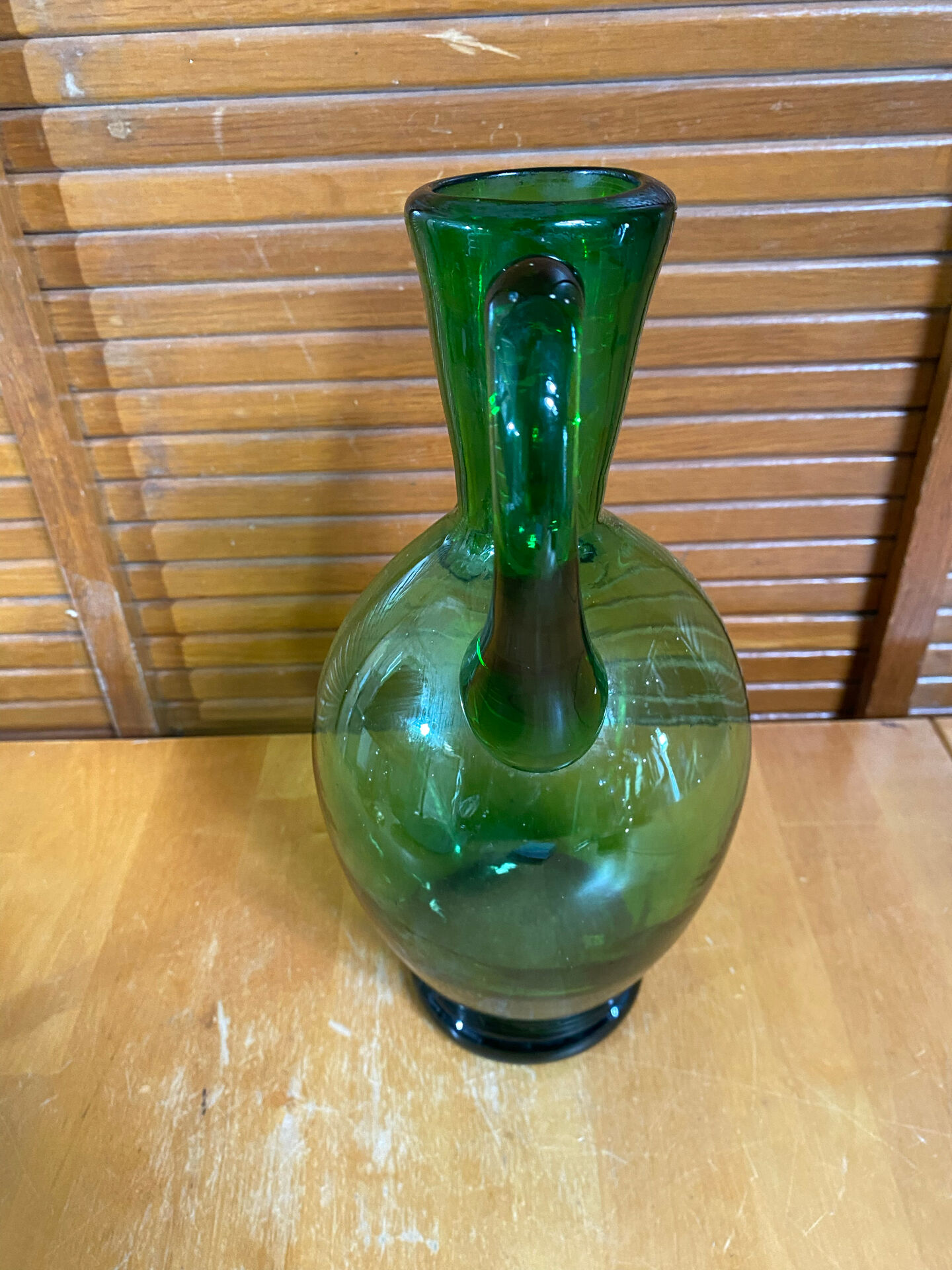 Old pitcher jug empoli bubbled green glass italy vintage