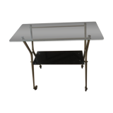 Table basse meuble tv verre et laiton
