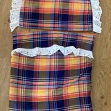 1970s wicker rattan portable bassinet cradle complete with bedding