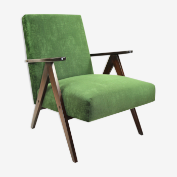 Fauteuil en velours structurel vert vintage, années 1970