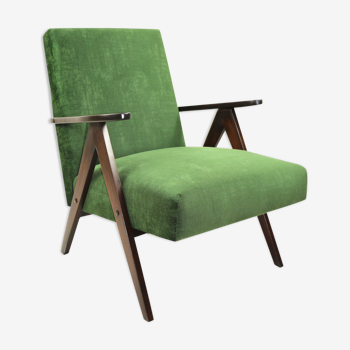 Vintage var green structural velvet easy chair, 1970s