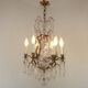 French Bronze and Glass 6 Light Cage Chandelier With Assorted Crystals 5518