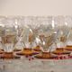 Set of 9 antique art deco wine glasses vintage amber foot