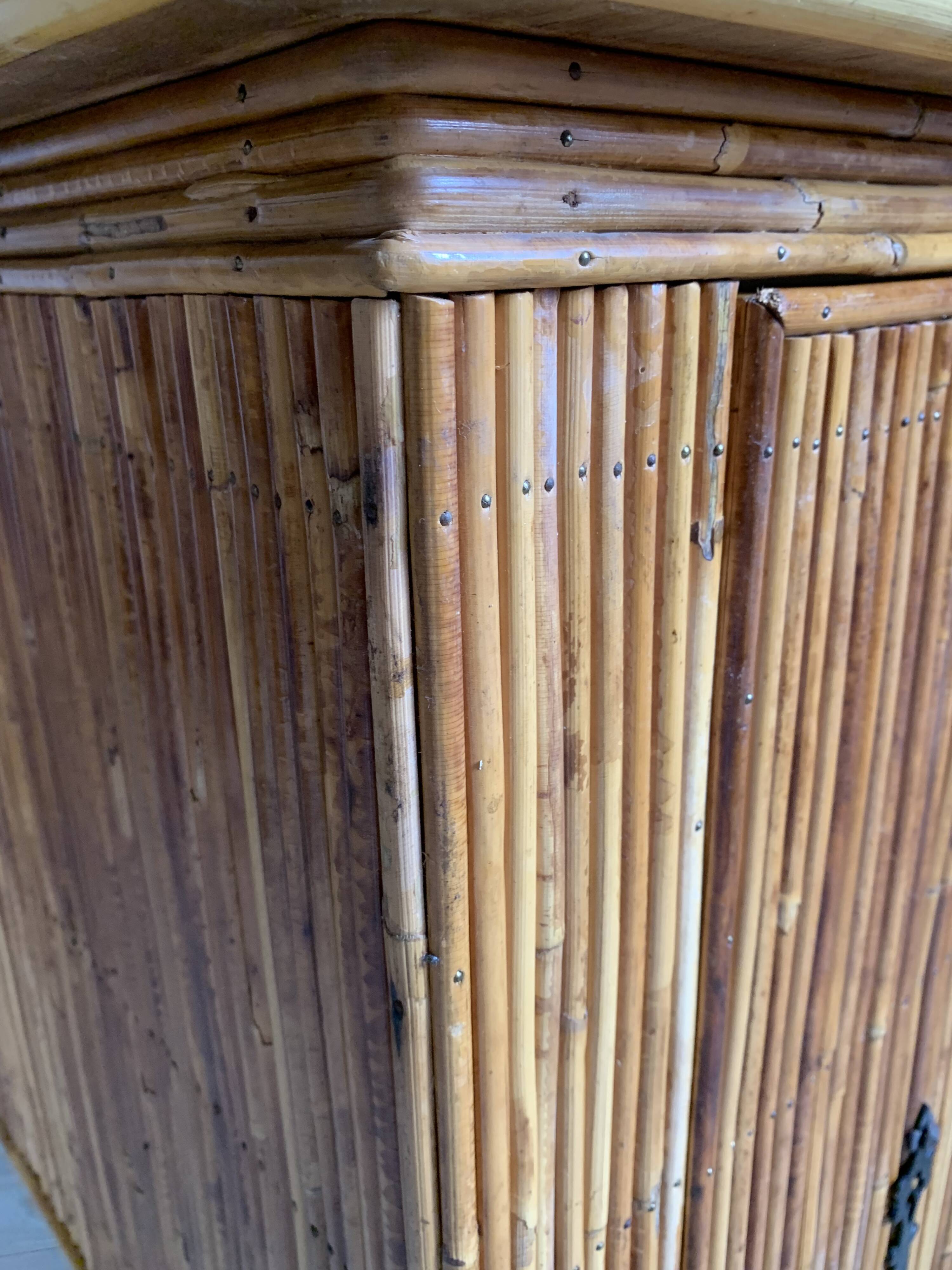 Vintage rattan bar buffet