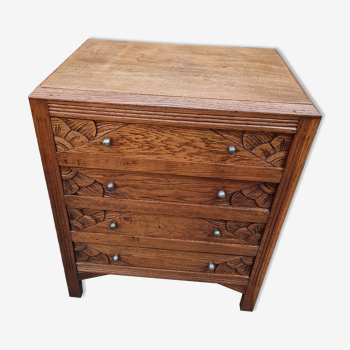 Old small vintage chest of drawers four drawers oak