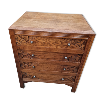 Old small vintage chest of drawers four drawers oak