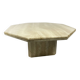 Table basse hexagonale vintage des années 1970 en travertin
