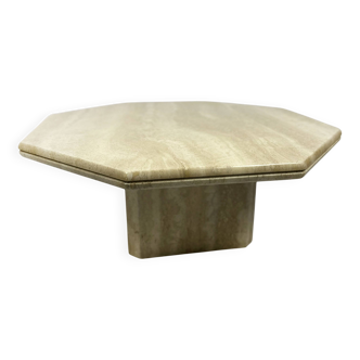 Table basse hexagonale vintage des années 1970 en travertin