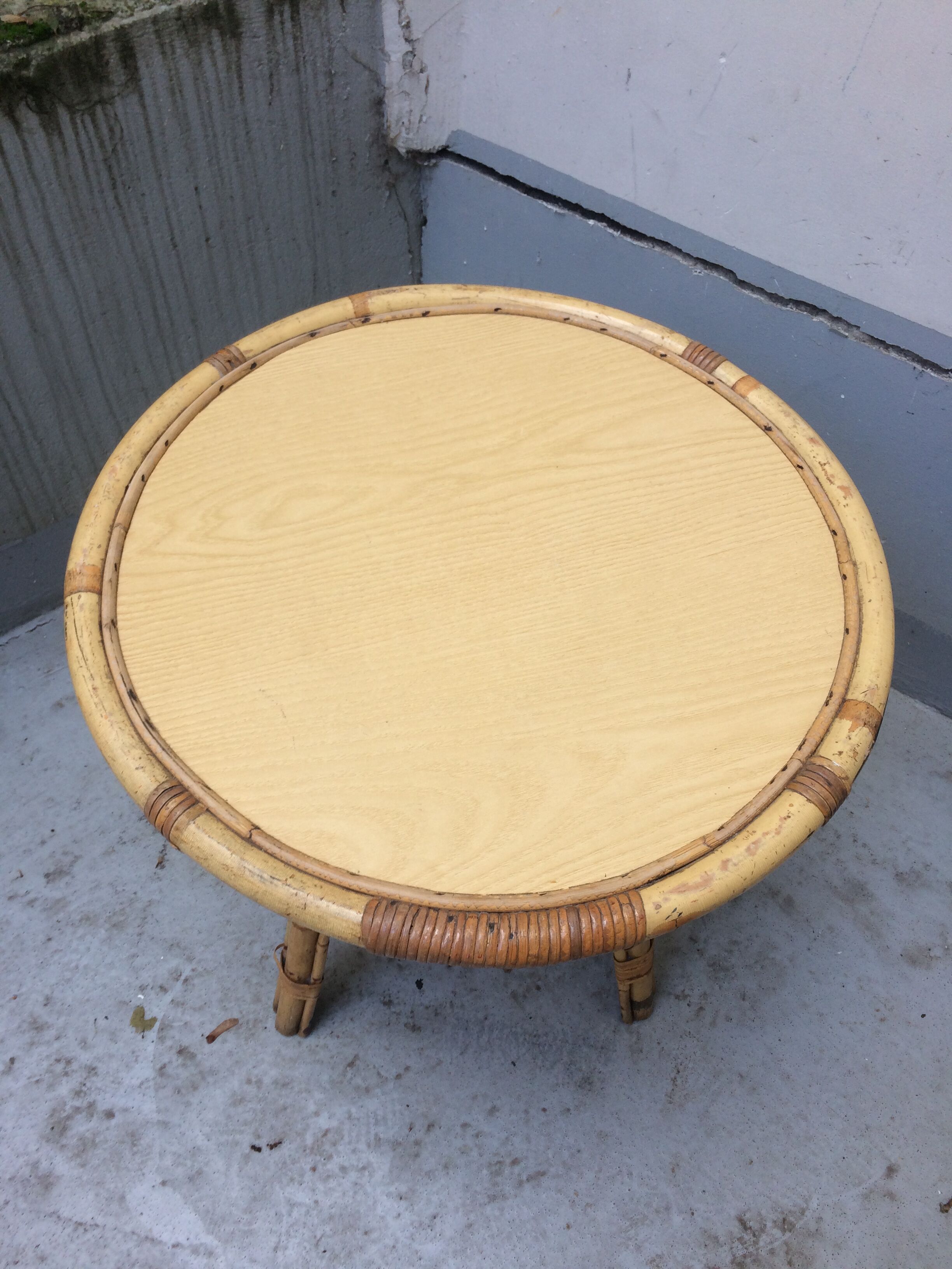 Rattan side table