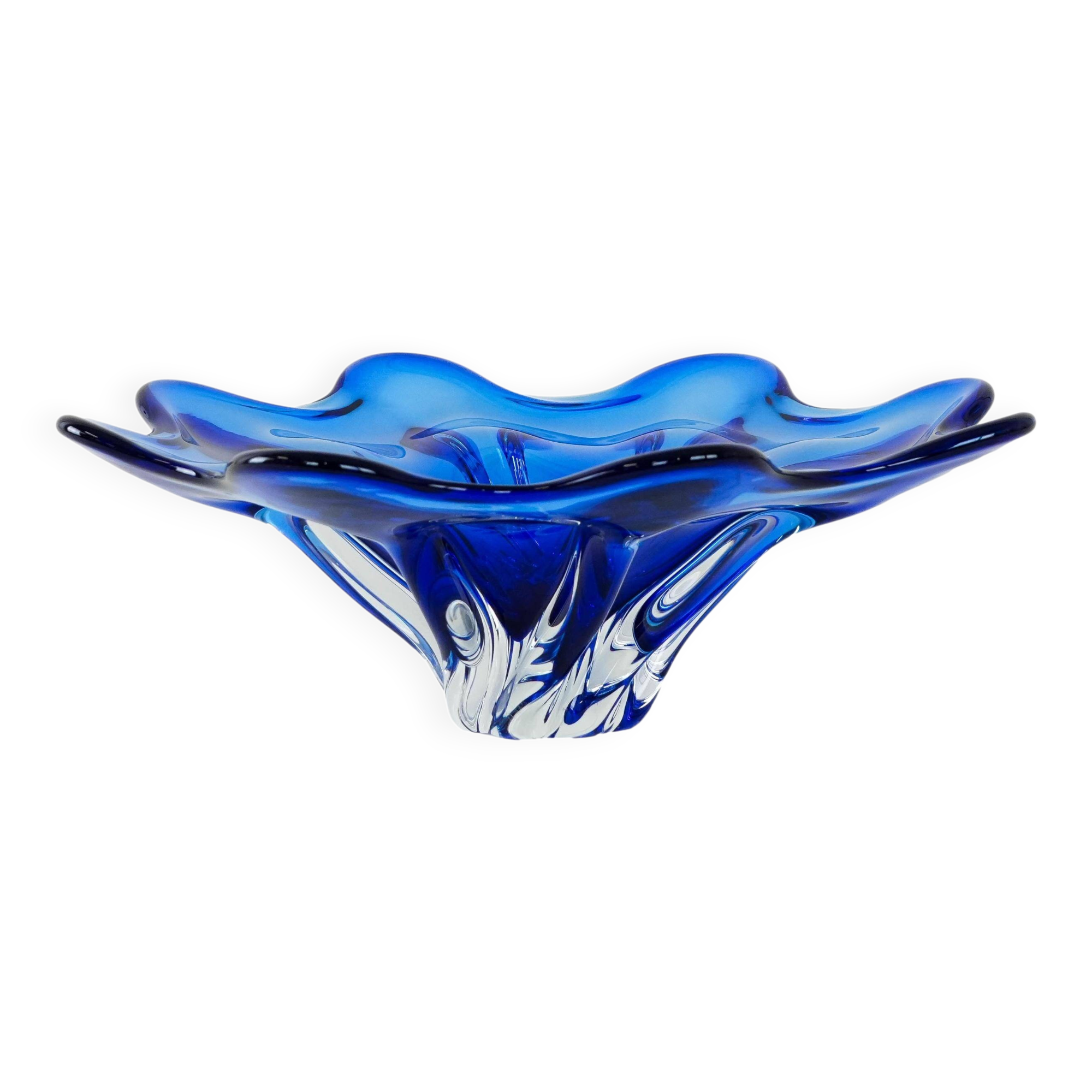 Cobalt flower bowl, Danish design, 1970s, made in Denmark